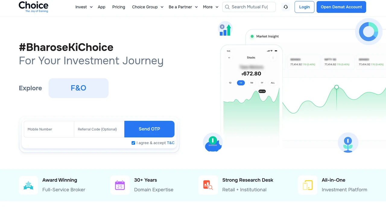Choice Broking Review: Trading From Your Phone